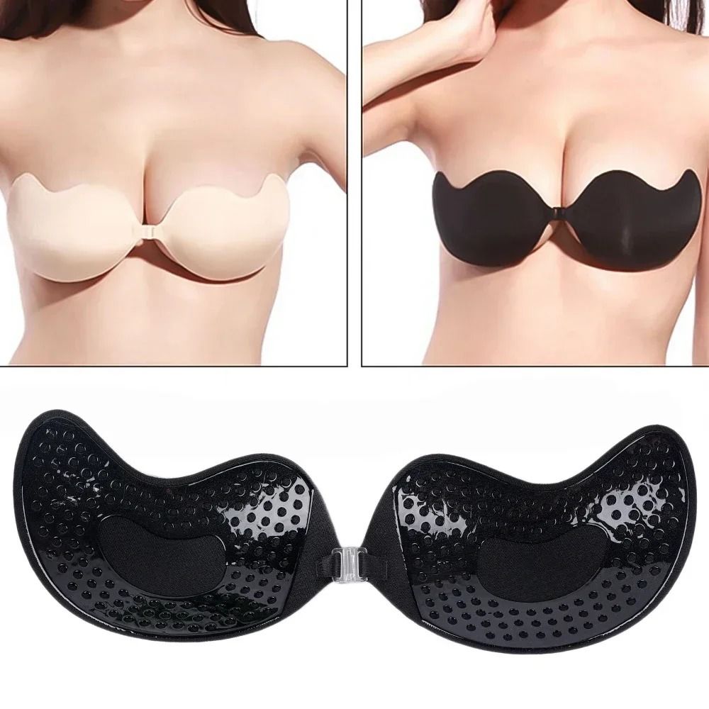Invisible Strapless Adhesive Stick Bra Seamless Push Up Silicone Lingerie & Nipple Covers skin d