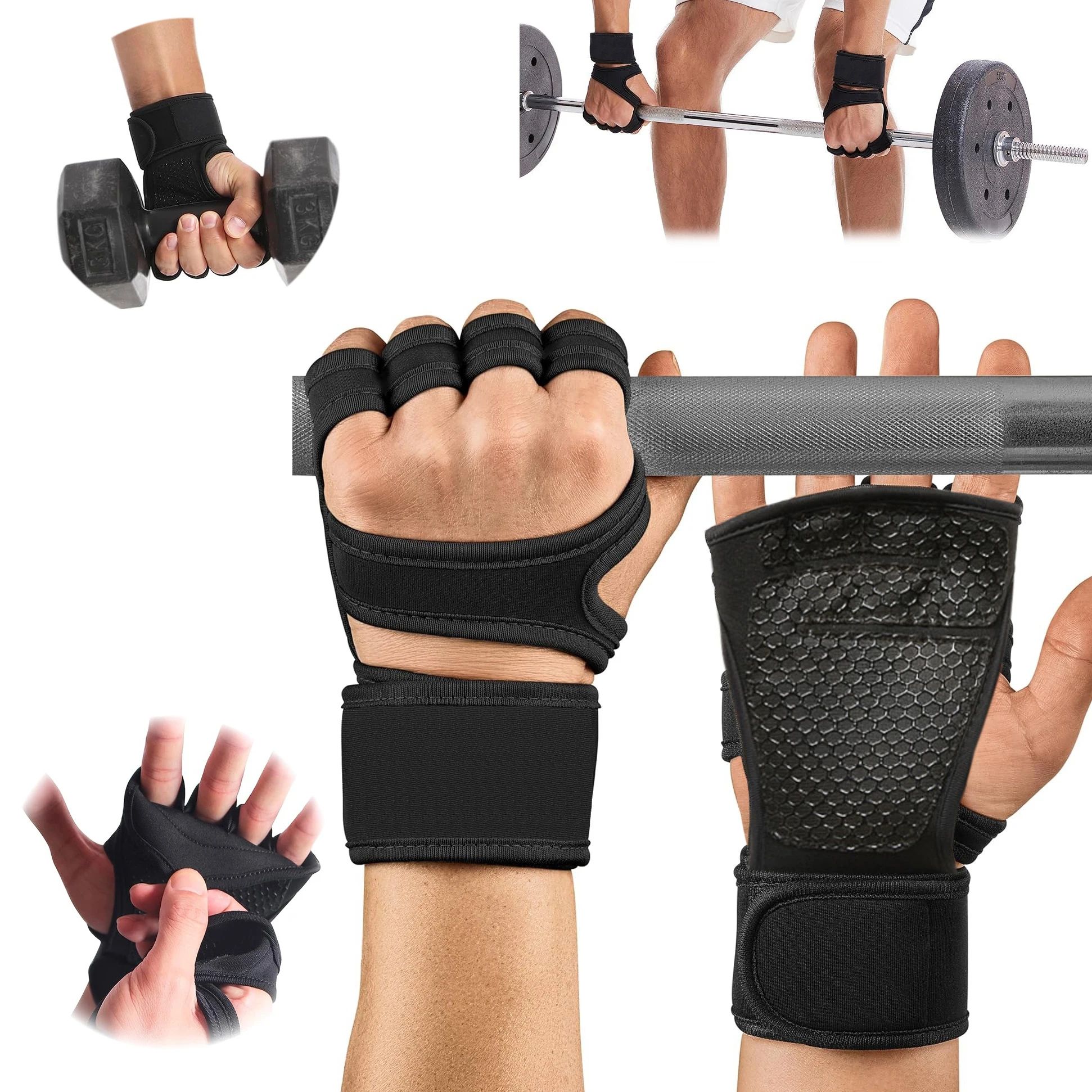 Training Sport Gloves For Men & Women Workout Fitness Weightlifting Gym Gloves With Wrist & Palm Protection black l
