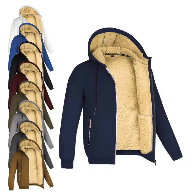 Mens Full Zip Fleece Hoodie Casual Outdoor Sports And Streetwear Jacket wine Red xl