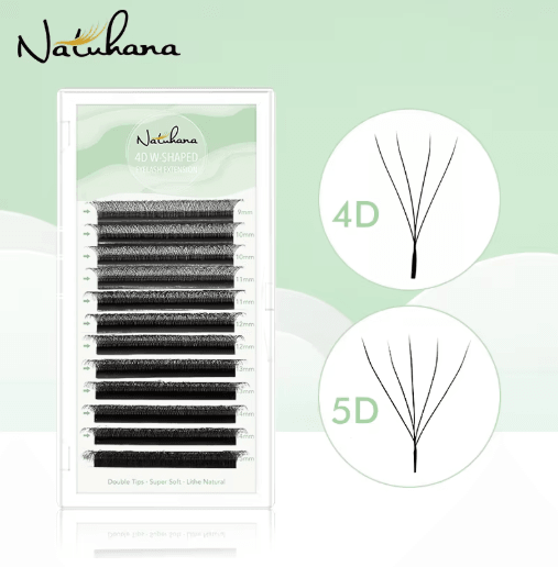 NATUHANA W Shaped 4D5D Premade Volume Lash Extensions Soft, Natural Faux Mink w shaped 5d 11mm l