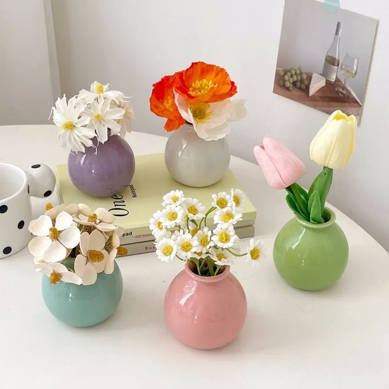 Korean Style Ceramic Bud Vase Mini Single Stem Flower Decor 03