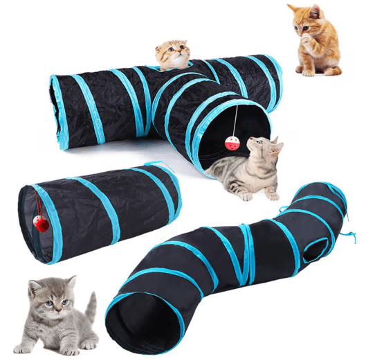 Foldable Cat Play Tunnel Breathable Indoor Cat Toy With Crinkle Paper color L Tunnels