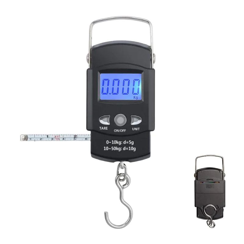 110lb Digital Fishing Hanging Scale With Backlit LCD And Measuring Tape Portable Electronic Fish Weight Scale 110lb Digital Fishing Hanging Scale With Backlit LCD And Measuring Tape Portable Electronic Fish Weight Scale