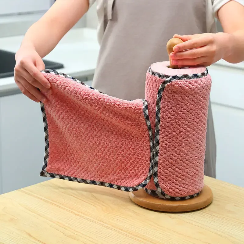 Non Stick Oil Household Cleaning Towel Hangable Coral Fleece Double Sided Dishcloth random 1pc