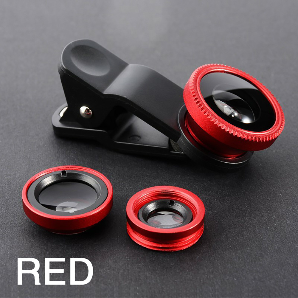 Universal Phone Lens Fish Eye Zoom Lens Wide Angle Micro Camera Lens With Phone Clip blue