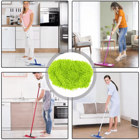 Reusable Microfiber Mop Cloth Pad For Swiffer Flat Mop Bathroom & Household Cleaning Refill (25by11.5 Cm) green (coral Velvet)