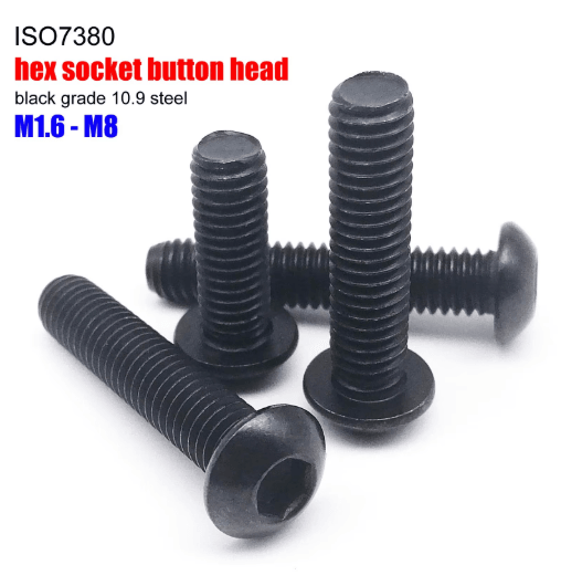 Black ISO7380 Button Head Screws Grade 10.9 Hex Socket Allen Bolts (M1.6M8) 35mm m6 (10pcs)