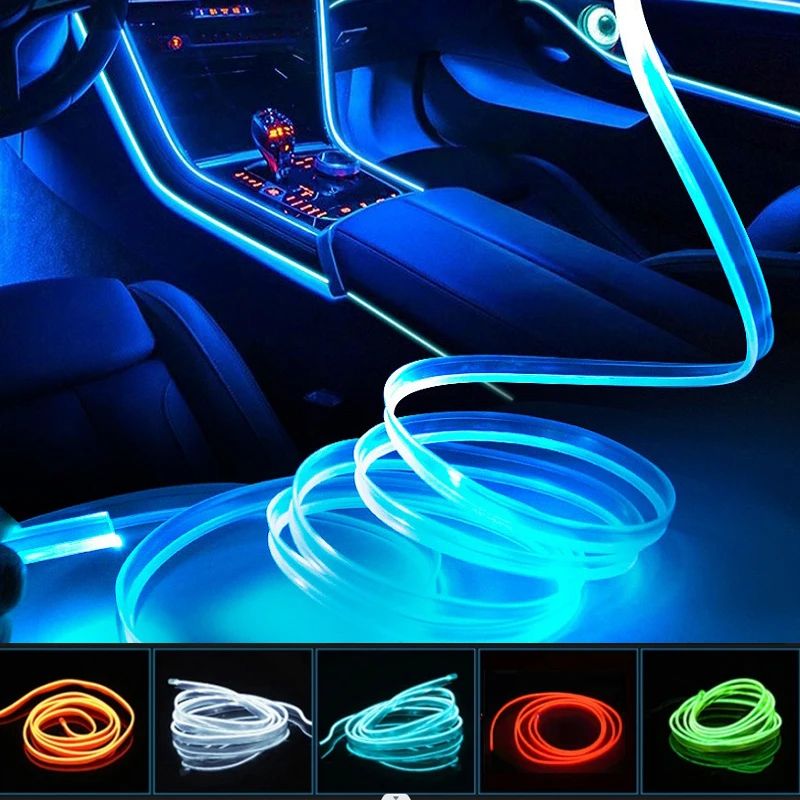 Car Interior LED Ambient Light Strips Cold Light Dashboard Console Decor With USB Or Cigarette Plug green 9.84 Ft usb Switch Plug