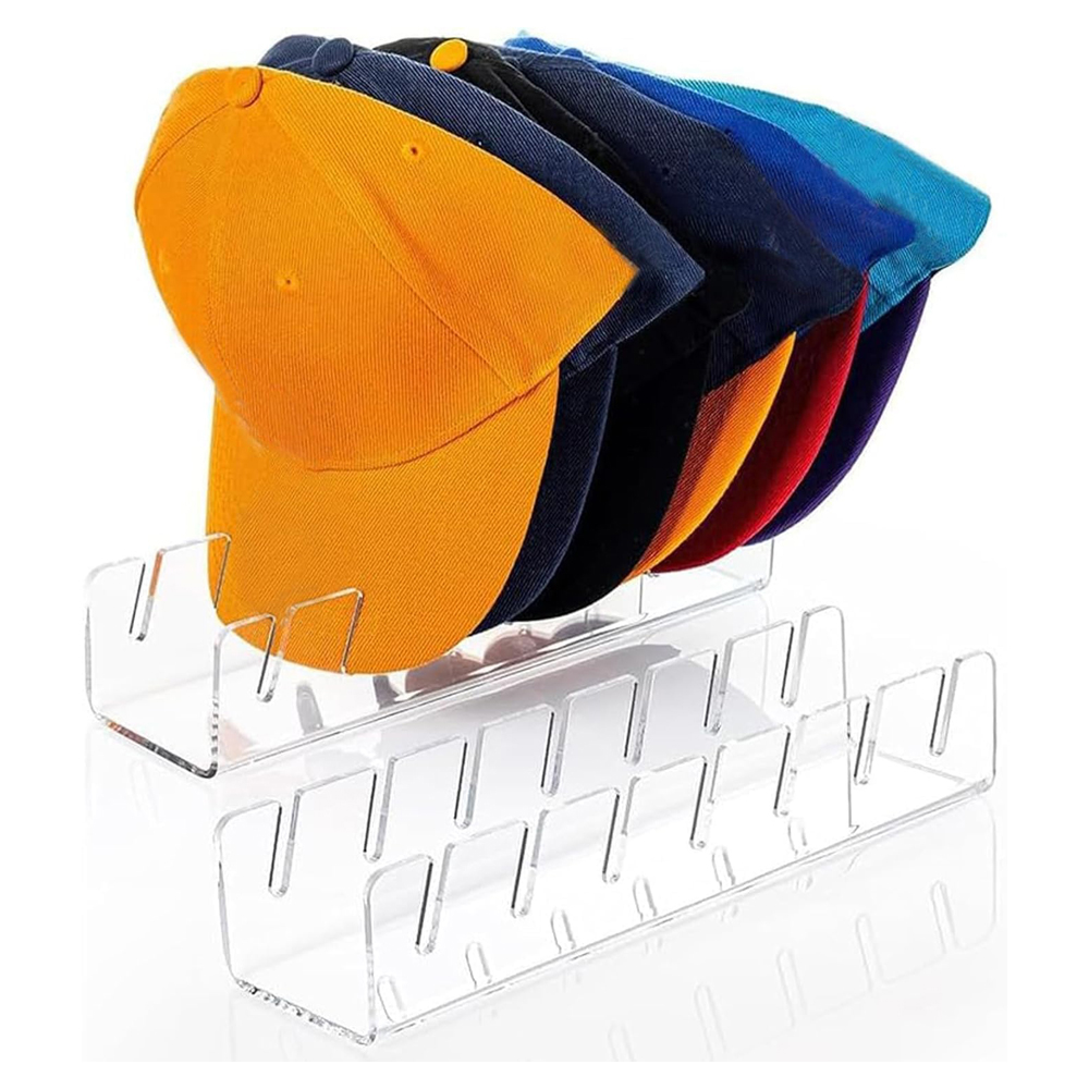 Stackable Baseball Cap Display Rack Rectangular Acrylic Hat Organizer Stand For Easy Access And Storage 2pcs