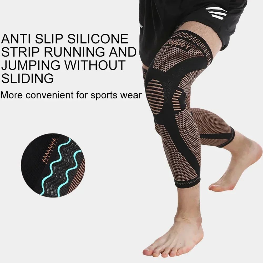 Copper Infused Full Leg Compression Sleeve With Knee Support Sleeve For Sports & Recovery 2pcs s