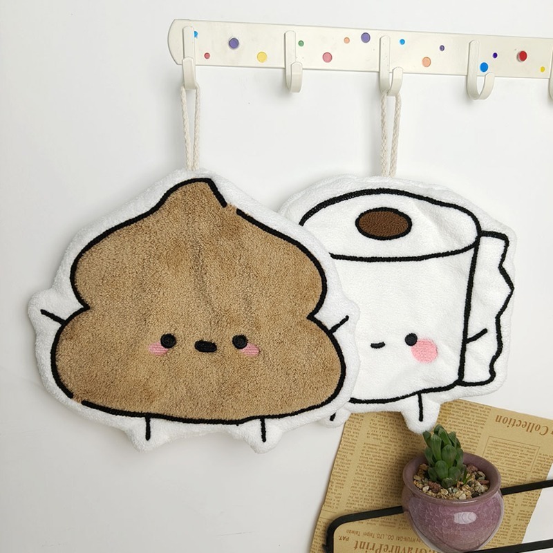 Cartoon Coral Fleece Hanging Hand Towel Super Absorbent c