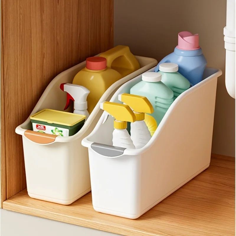 Multifunctional Plastic Storage Organizer Box cream Yellow