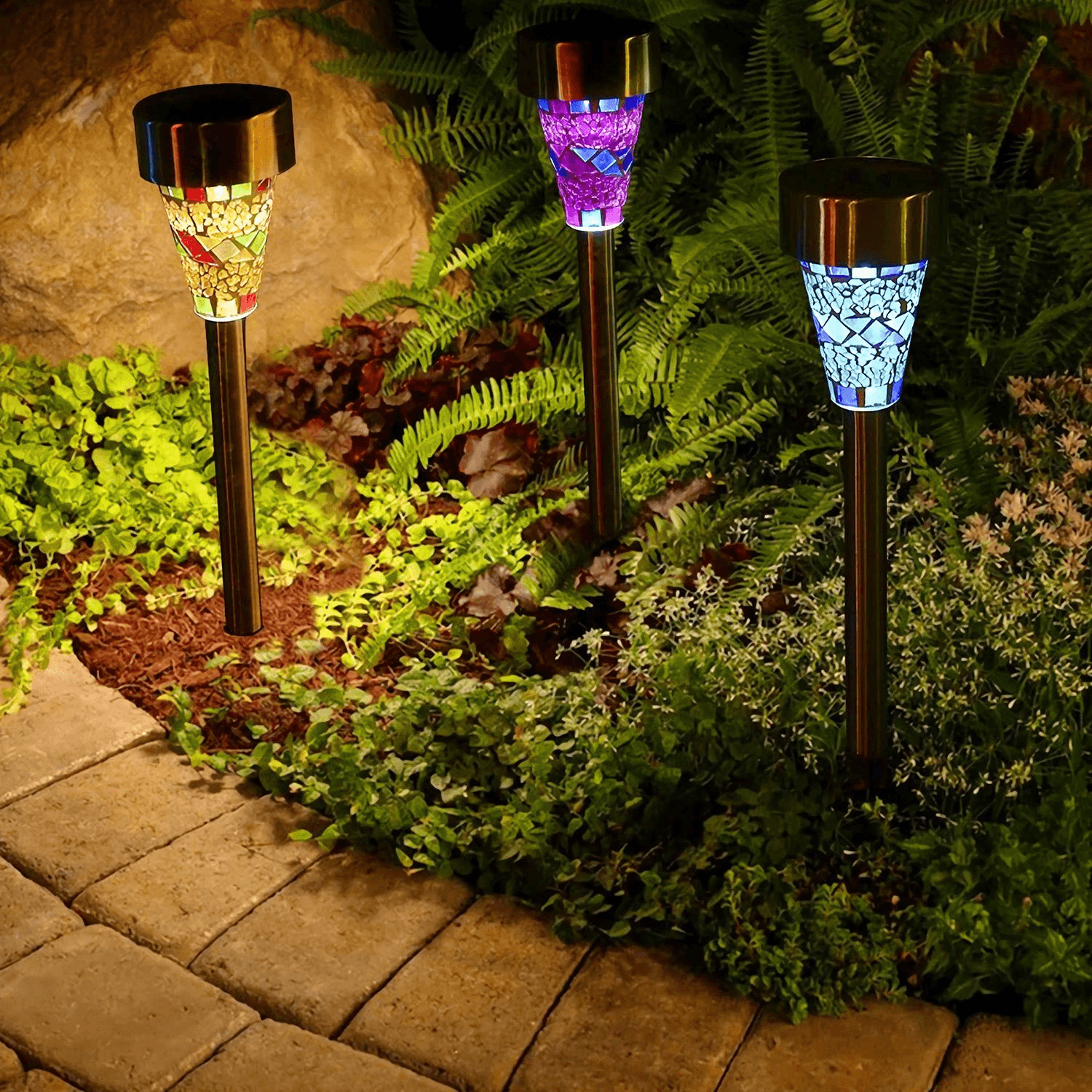 Solar LED Garden Lights, Outdoor Pathway Landscape, Yard Stake Light Decor For Outdoor Spaces Solar LED Garden Lights, Outdoor Pathway Landscape, Yard Stake Light Decor For Outdoor Spaces