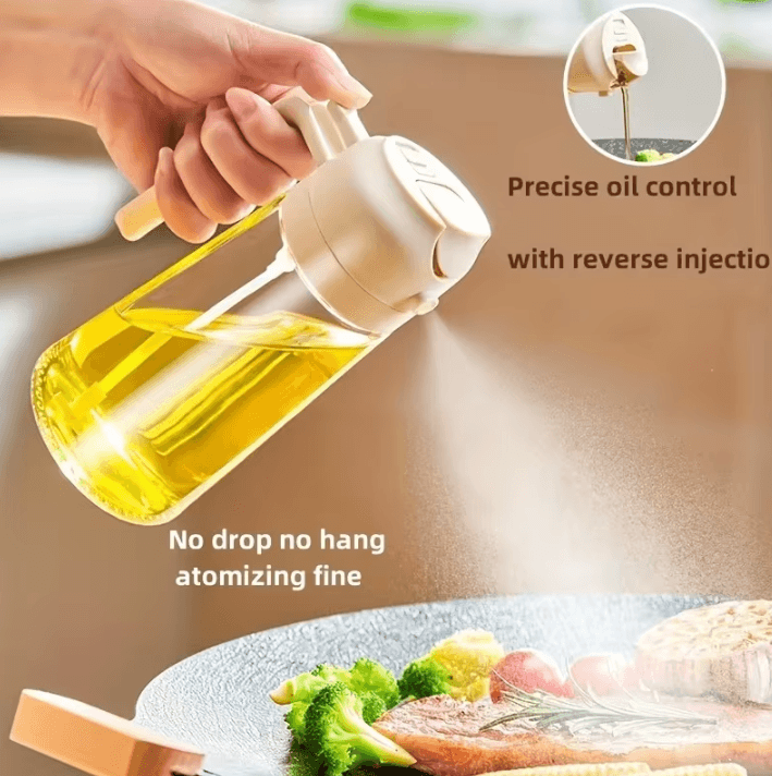 Dual Purpose Kitchen Oil Spray Bottle Leakproof Oil Can For Cooking And Household Use white Glass