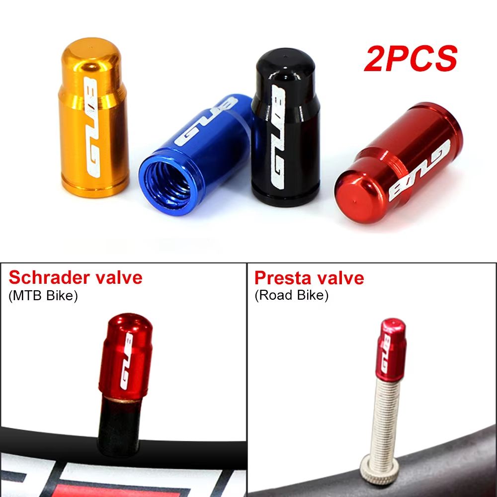 2 Piece Bicycle Valve Caps CNC Aluminum Dustproof Covers For Presta And Schrader 2pcs Red presta