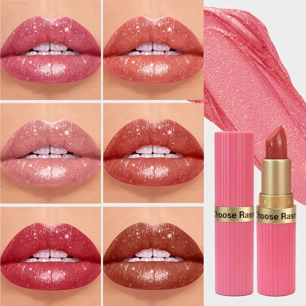 GlamAura Pearlescent Pink Metallic Glitter Lipstick Waterproof Matte Shimmer 01