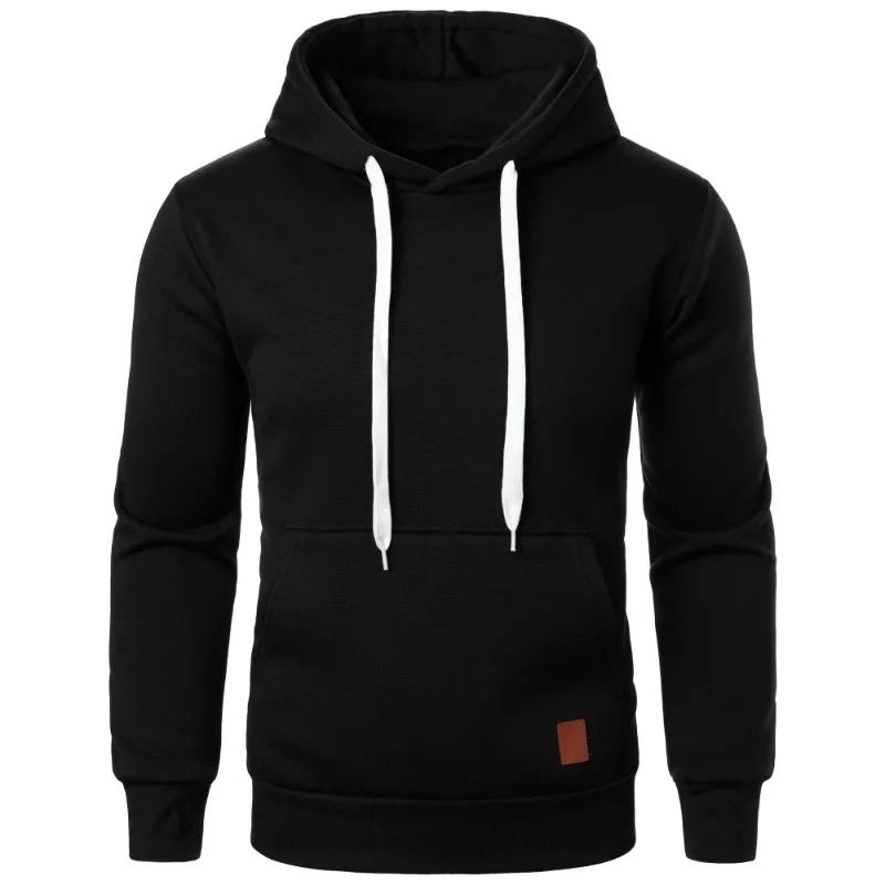 Mens Casual Lightweight Hoodie | Solid Color Outdoor Streetwear black xl