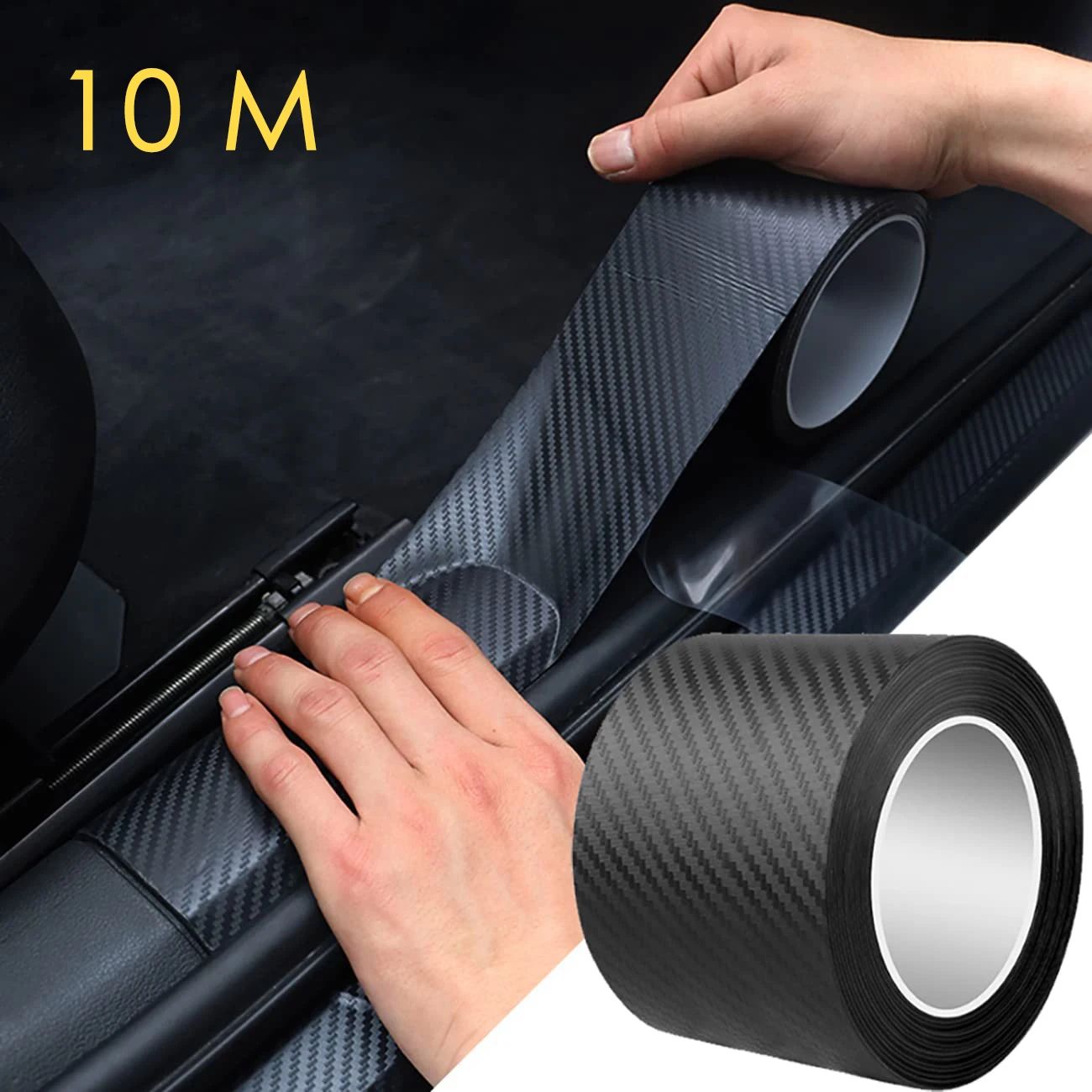 Nano Carbon Fiber 3D Protective Tape Waterproof Scratch Resistant Car Door Mirror DIY Protection Strip 3.94 In 9.84 Ft Long