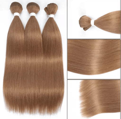 32 Inch Ombre Straight Synthetic Hair Bundle, 200g High Temperature Fiber (27 613, Brown, Grey, M618) cooper Blonde l 32inches 80cm