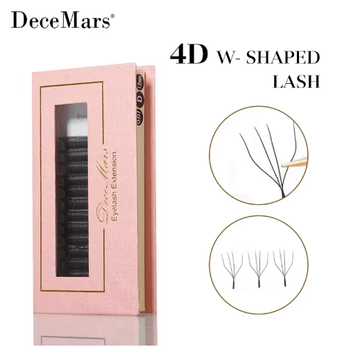 DeceMars 4D W Shaped Eyelash Extensions Lightweight Volume Lash Trays (12 Lines) black 8 12 Mix .07mm