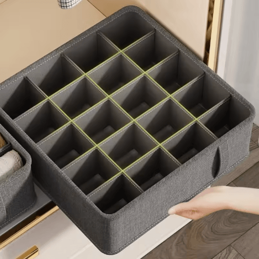 Underwear Drawer Organizer Multi Compartment Wardrobe Storage Box For Socks & Lingerie white 7 Grids