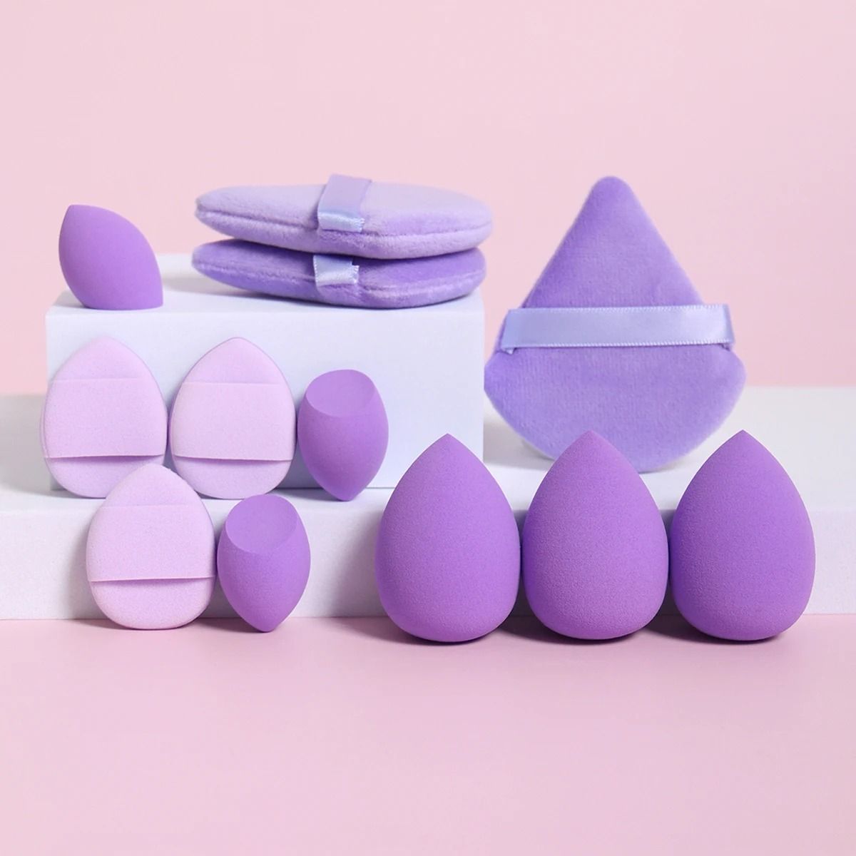 12 Piece All Purpose Makeup Sponge And Puff Set coffee
