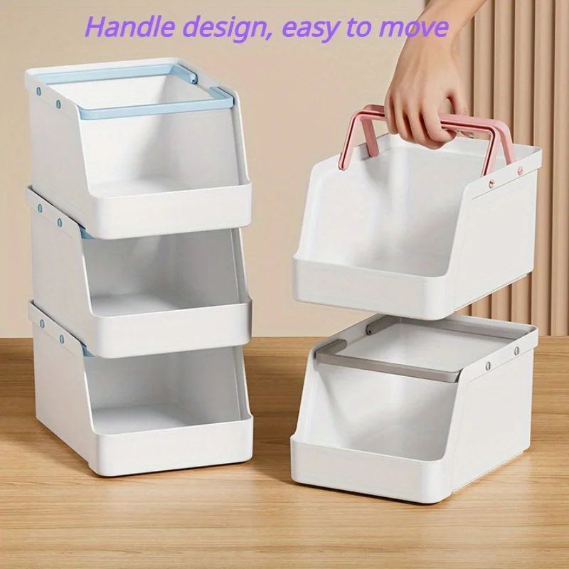 Stackable Plastic Desktop Storage Box 2pcs Blue