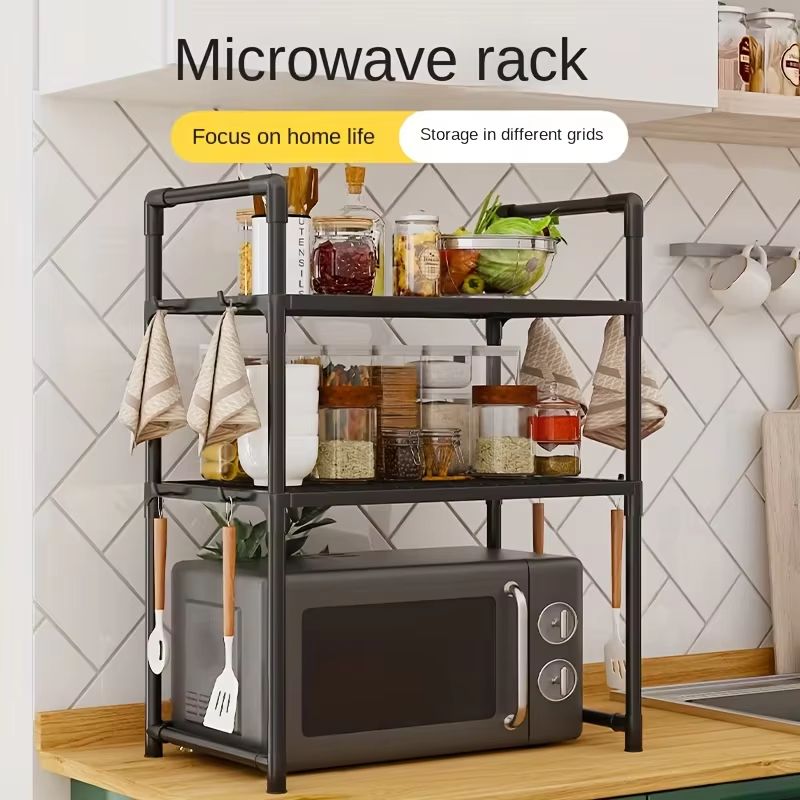 Heavy Duty Kitchen Baker's Rack Floor Standing Microwave Oven Stand With 2 Tier Storage Shelf 2 Layers White