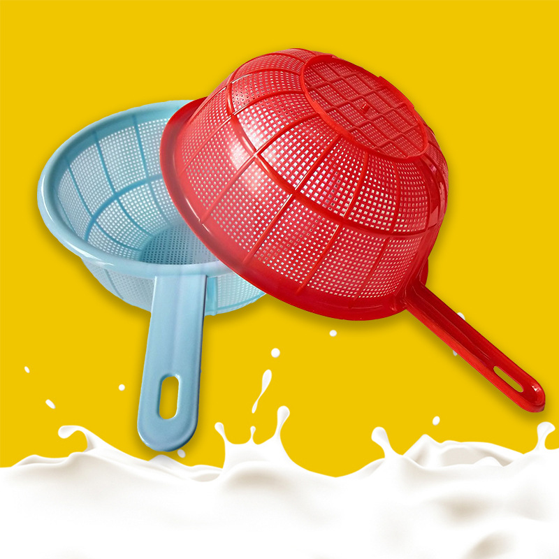 Red Circular Household Kitchen Plastic Vegetable Strainer, Fruit And Rice Wash Drainage Storage Basket With Handle 1pc Red