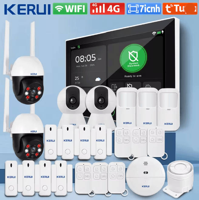 KERUI Smart Home Security Alarm System Wireless 4G WIFI With Touch Screen Panel c us Plug