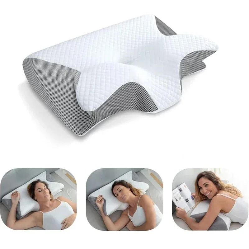 Two In One Memory Foam Cervical Pillow For Neck Pain Relief white