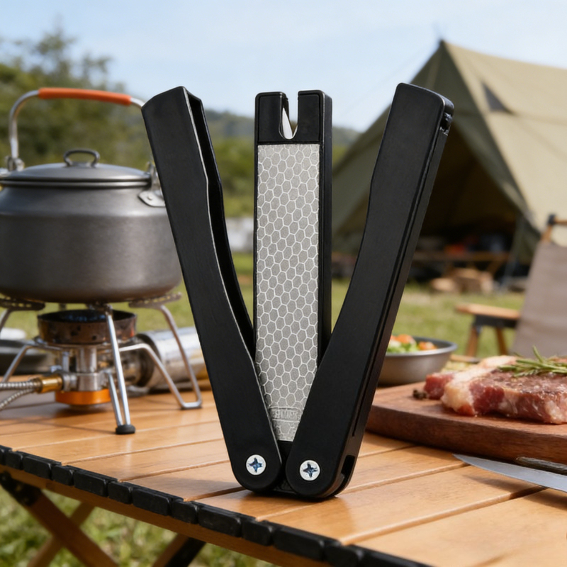 Camping Knife Sharpener With Grit Non Slip Handle, Outdoor Tool For Kitchen Use Camping Knife Sharpener With Grit Non Slip Handle, Outdoor Tool For Kitchen Use