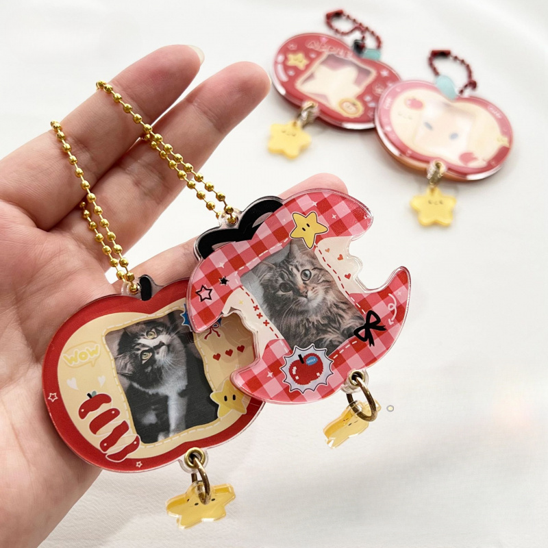 Acrylic Slide Photo Frame Pendant, Photo Storage Frame Card Holder, Bag Decoration Keychain Pendant a