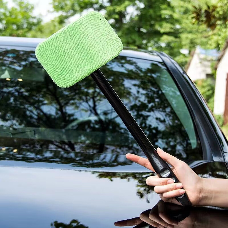 Glass Cleaning Brush, Reusable Cloth Pad, Car Window Cleaner Wiper For Auto Interior And Household Use light Blue