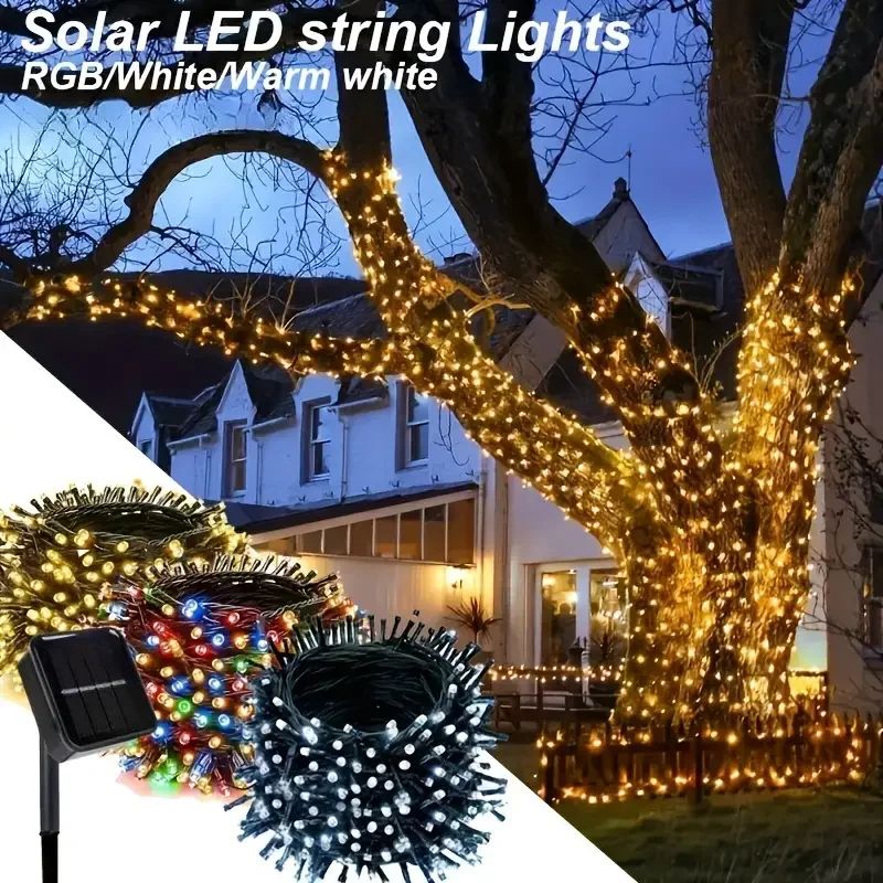 Solar String Lights Outdoor 8 Mode Twinkle Fairy Lights With Waterproof Solar Power blue 72.18ft 200 Led
