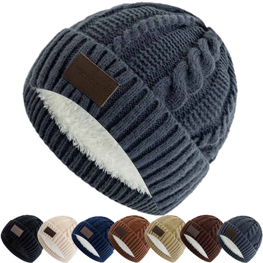Couple Beanie Ultra Warm Chic Knit Cap For Outdoor Winter Wear navy Blue