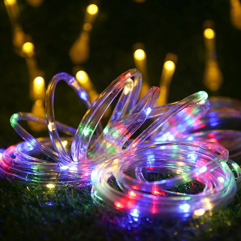 Solar Powered Fairy String Lights, Pipe Shaped Outdoor Decoration, Waterproof Christmas Room Party Yard Lights warm 22m 200leds