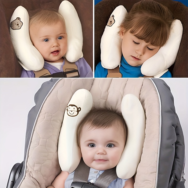 Infant Stroller Neck Pillow Banana Car Seat Head Protector Pillow, Baby Stroller Sleeping Neck Support Pillow, Cartoon purple