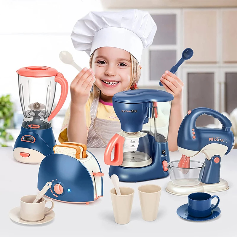 Mini Kitchen Appliance Play Set For Kids Coffee Maker, Blender, Mixer, And Toaster For Boys And Girls oven Toy