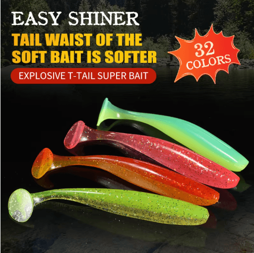 Supercontinent Double Color Soft Shad Lure T Tail Silicone Fishing Bait c 100mm 7pcs