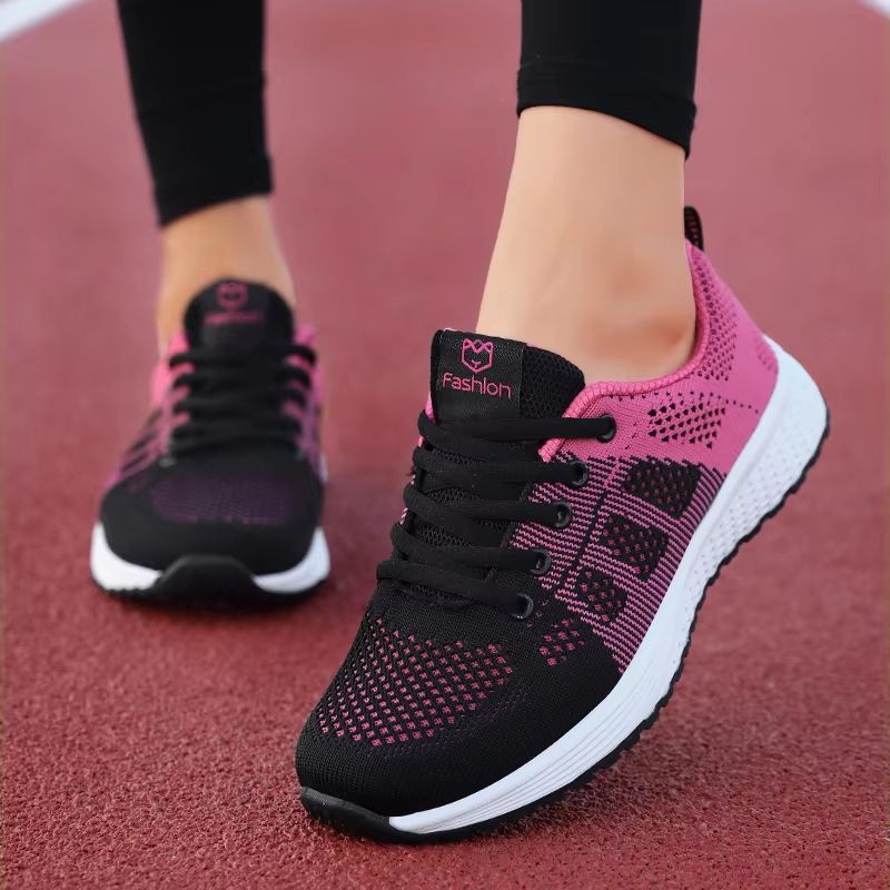Women's Breathable Mesh Lace Up Walking Sneakers For Everyday Comfort rose 5.5