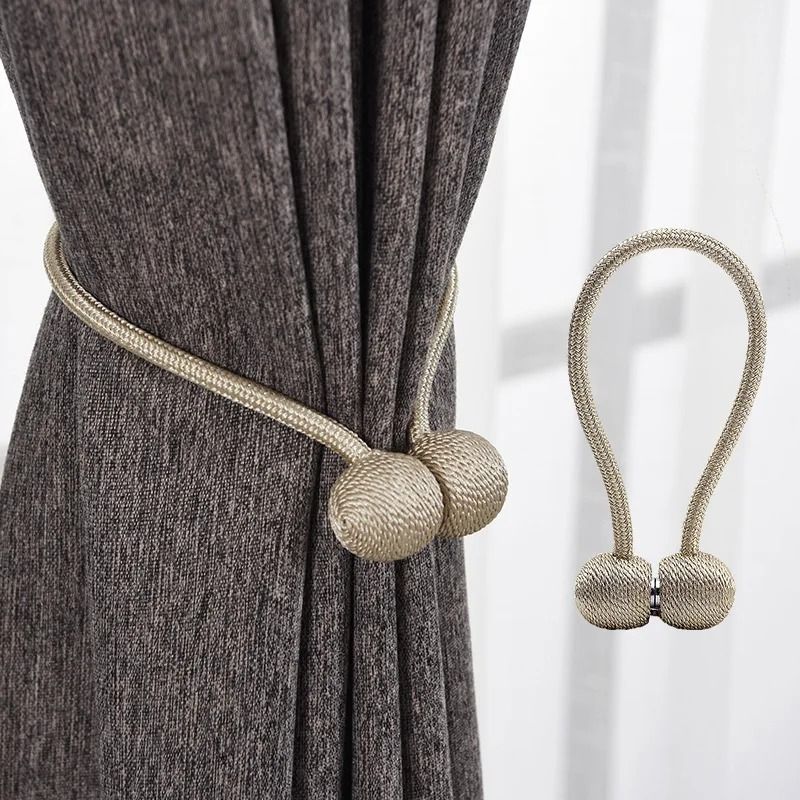 Magnetic Pearl Ball Curtain Tiebacks silver Grey