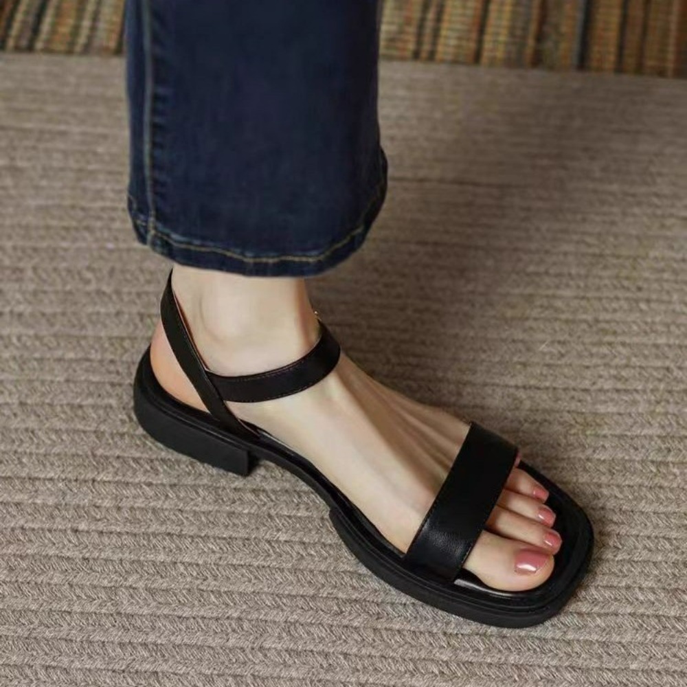 Summer Women Sandals Low Heels, Genuine Leather Office Casual Shoes white 43