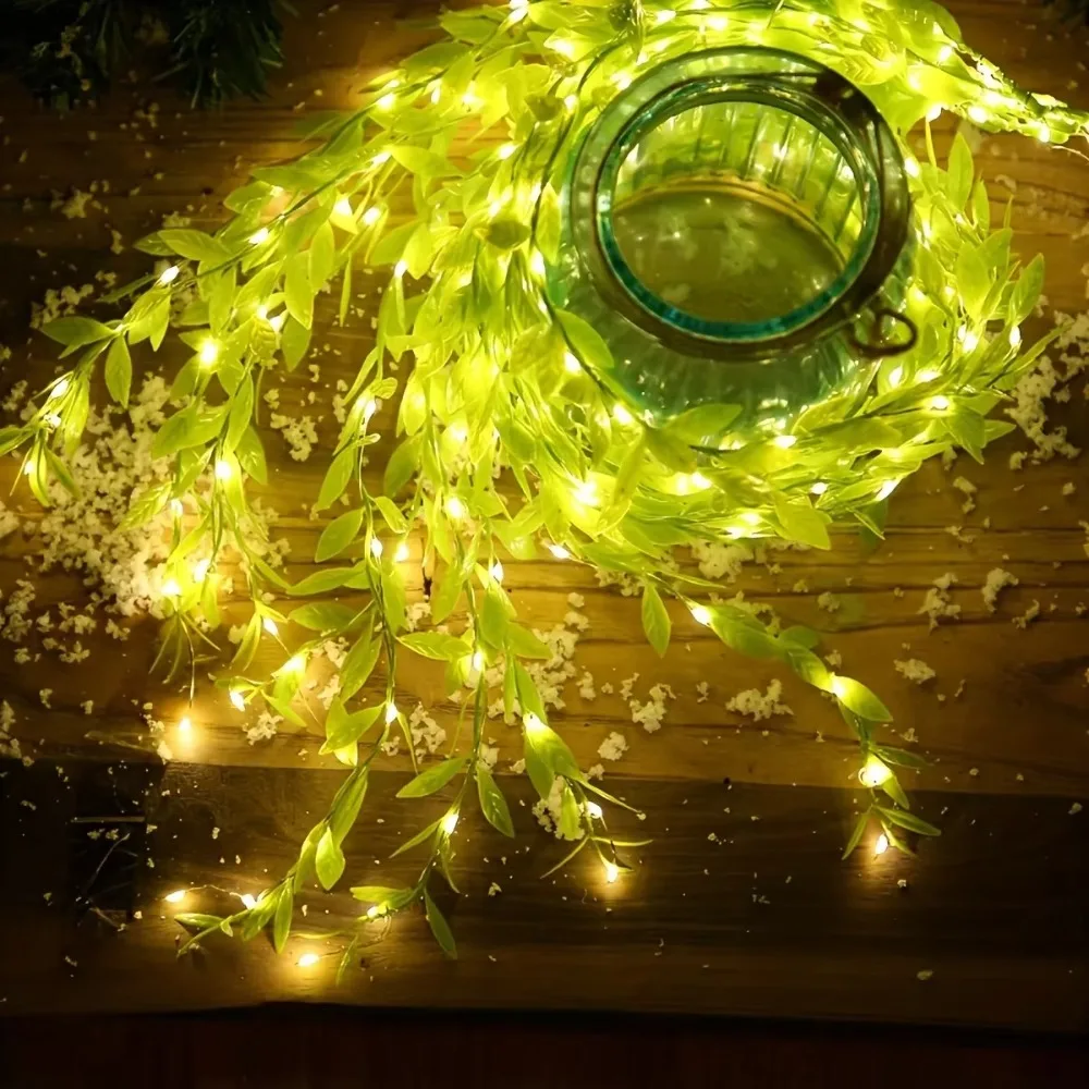Battery Box Powered Green Willow Light, Indoor Bedroom, Living Room, Kid Room, Patio, Party Festival Decor Lighting 2m
