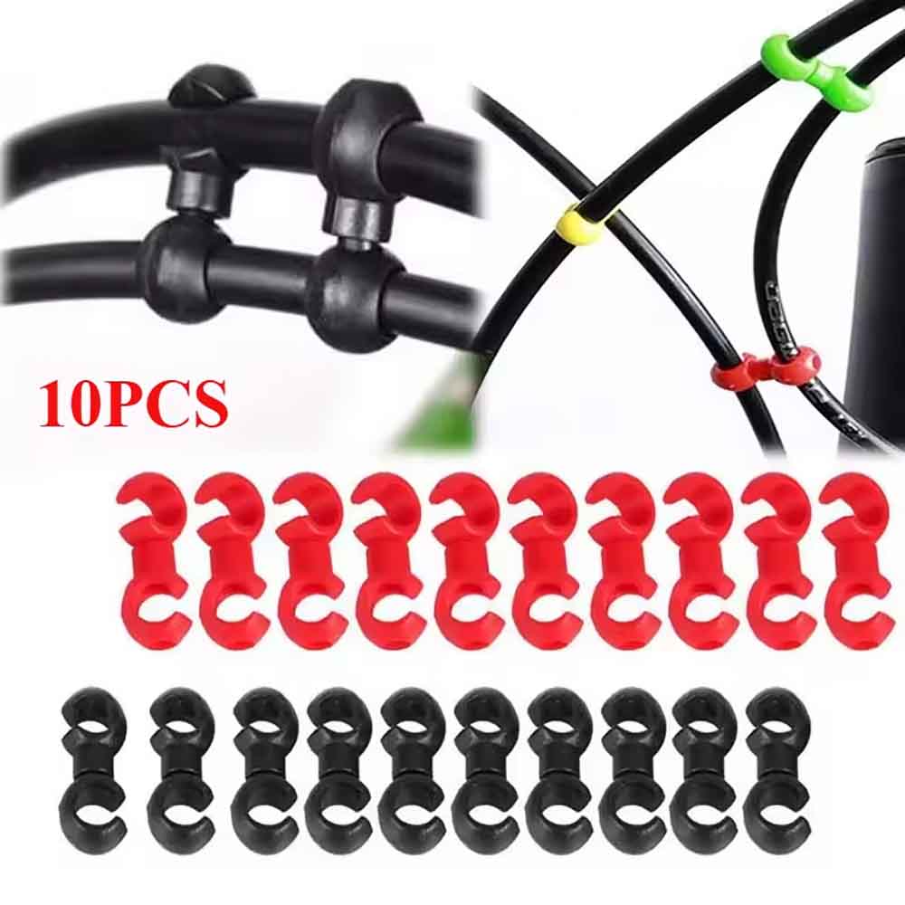 Rotatable S Style Buckle Bicycle Brake Gear Cable Clip Cycling Hose Guide Line Clips black
