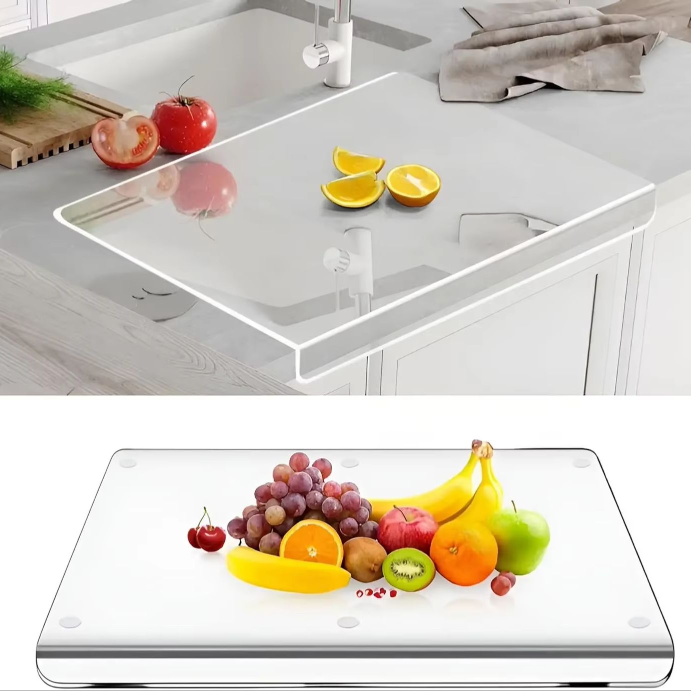 Clear Acrylic Cutting Board For Kitchen Counter With Lip, Non Slip Charcuterie Board For Countertop, Kitchen Accessories 45x32cm