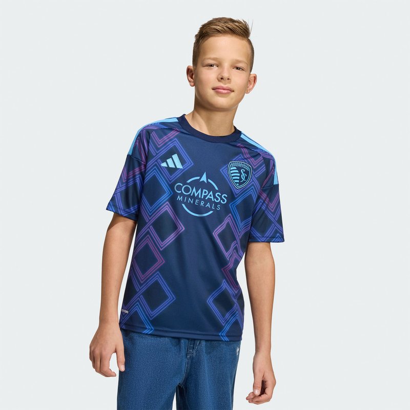 Youth adidas Blue Sporting Kansas City 2026 The 18th & Vine Kit Replica Jersey