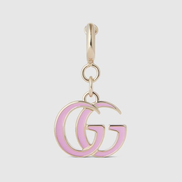 Double G Bag Charm, Metal - Pink - Gucci Bag Accessories