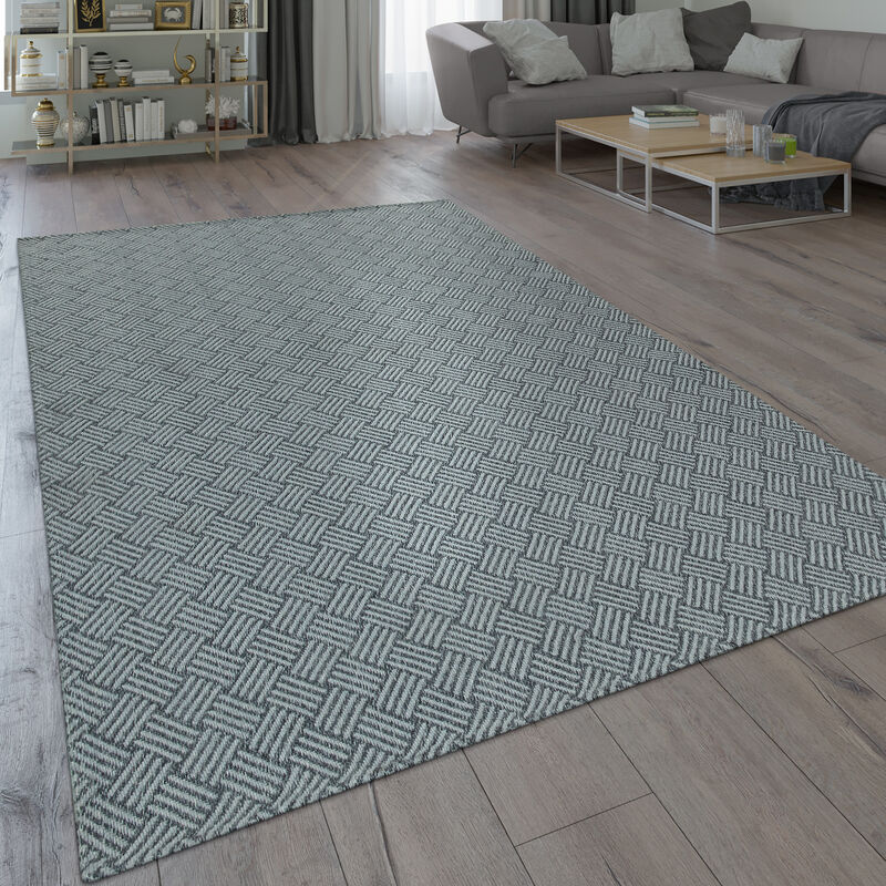 Paco Home Tappeto Moderno Dal Tessuto Piatto Con Motivo Intessuto Intrecciato E Design Geometrico, In Grigio 120x160 Cm