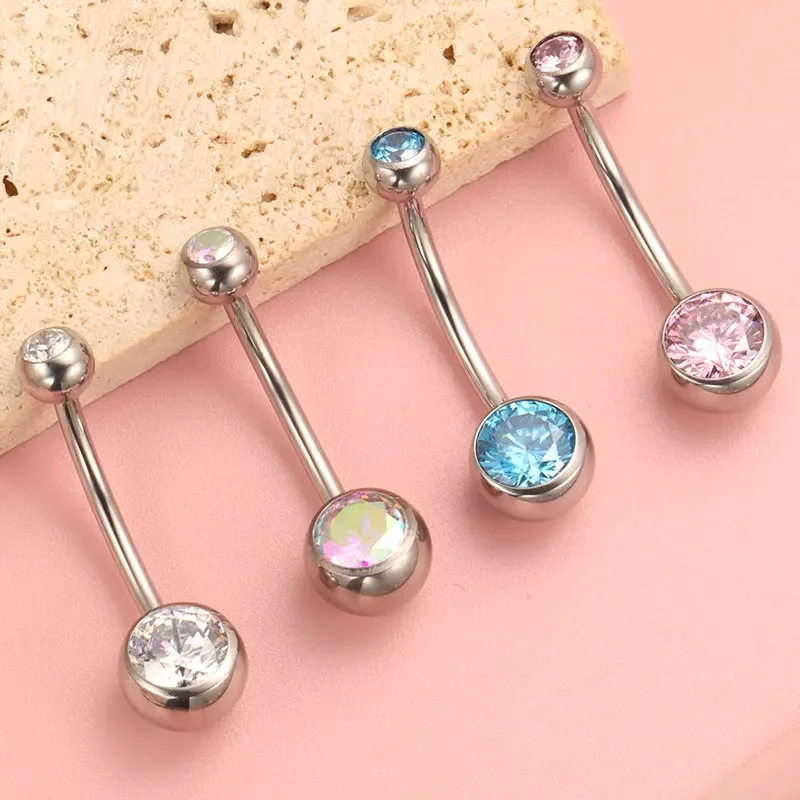 G23Titanium 14G 8/10/12/14mm Chirurgische Titan Bauchnabel Ringe Zirkon Nabel Bar körper Piercing Schmuck Nombril Ombligo Barbell